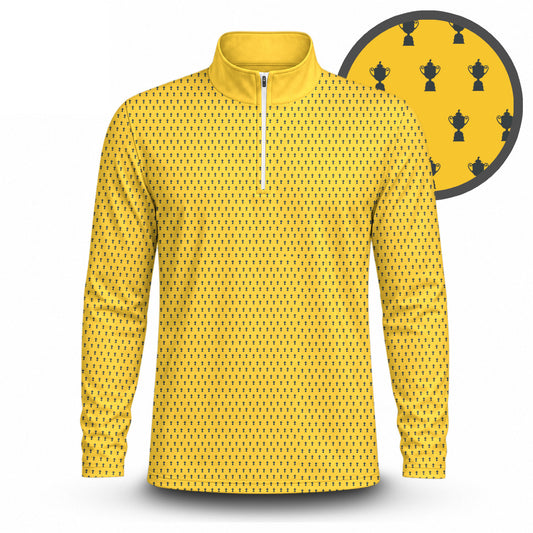 Yellow And Blue 2027  Trophy Pattern Men Quarter-zip Pullover