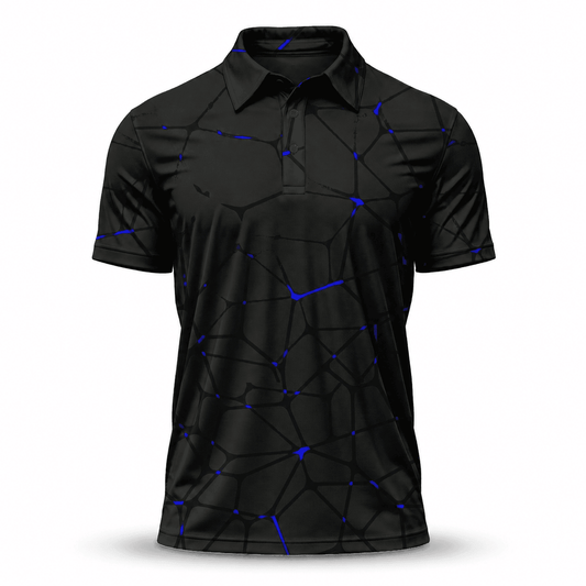 Dark Blue Net Men Polo Shirt