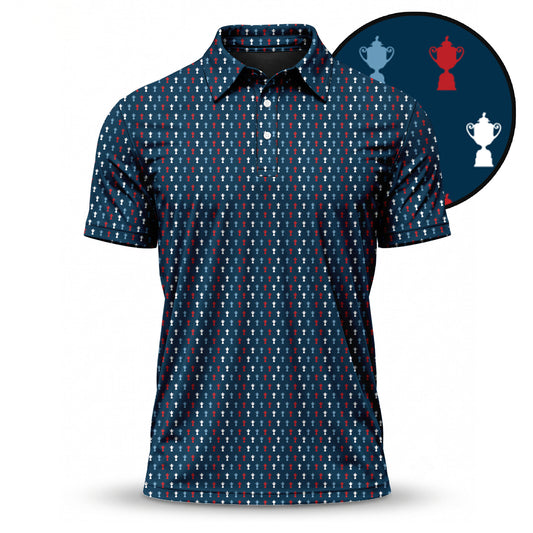 2027 Trophy Red Blue White Men Polo Shirt