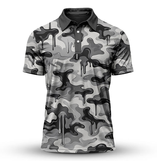 Grey Camo Paint 2027 Men Polo Shirt
