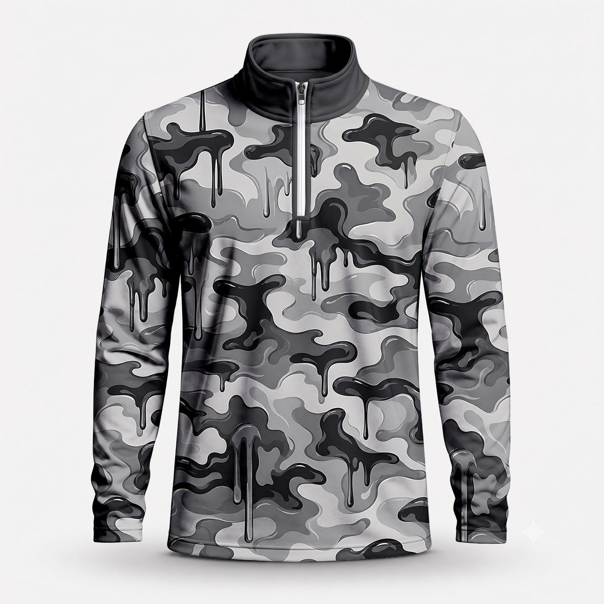 Grey Camo Paint 2027 Men Quarter-zip Pullover