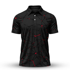 Dark Red Net 2027 PGA Men Polo Shirt