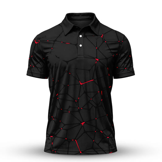 Dark Red Net 2027 PGA Men Polo Shirt