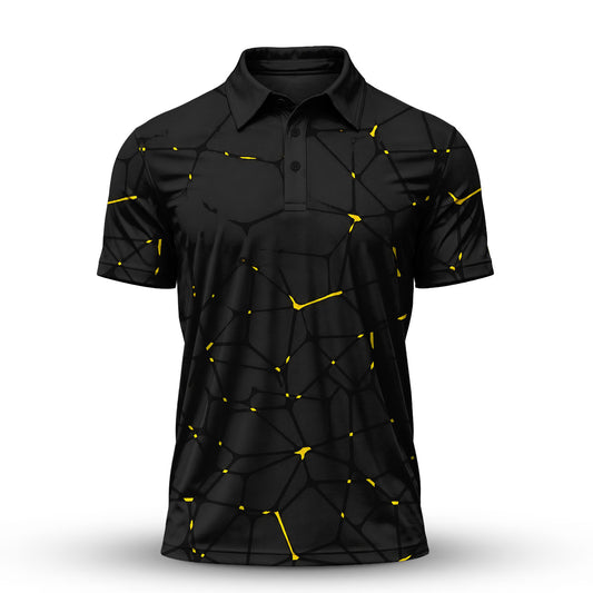 Dark Yellow Net The Open Men Polo Shirt