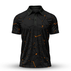 Dark Orange Net The Open Men Polo Shirt
