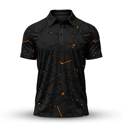 Dark Orange Net The Open Men Polo Shirt