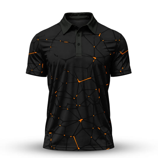 Dark Orange Net The Open Men Polo Shirt