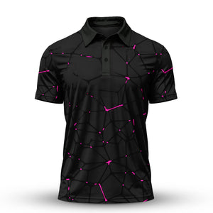 Dark Pink Net The Open Men Polo Shirt