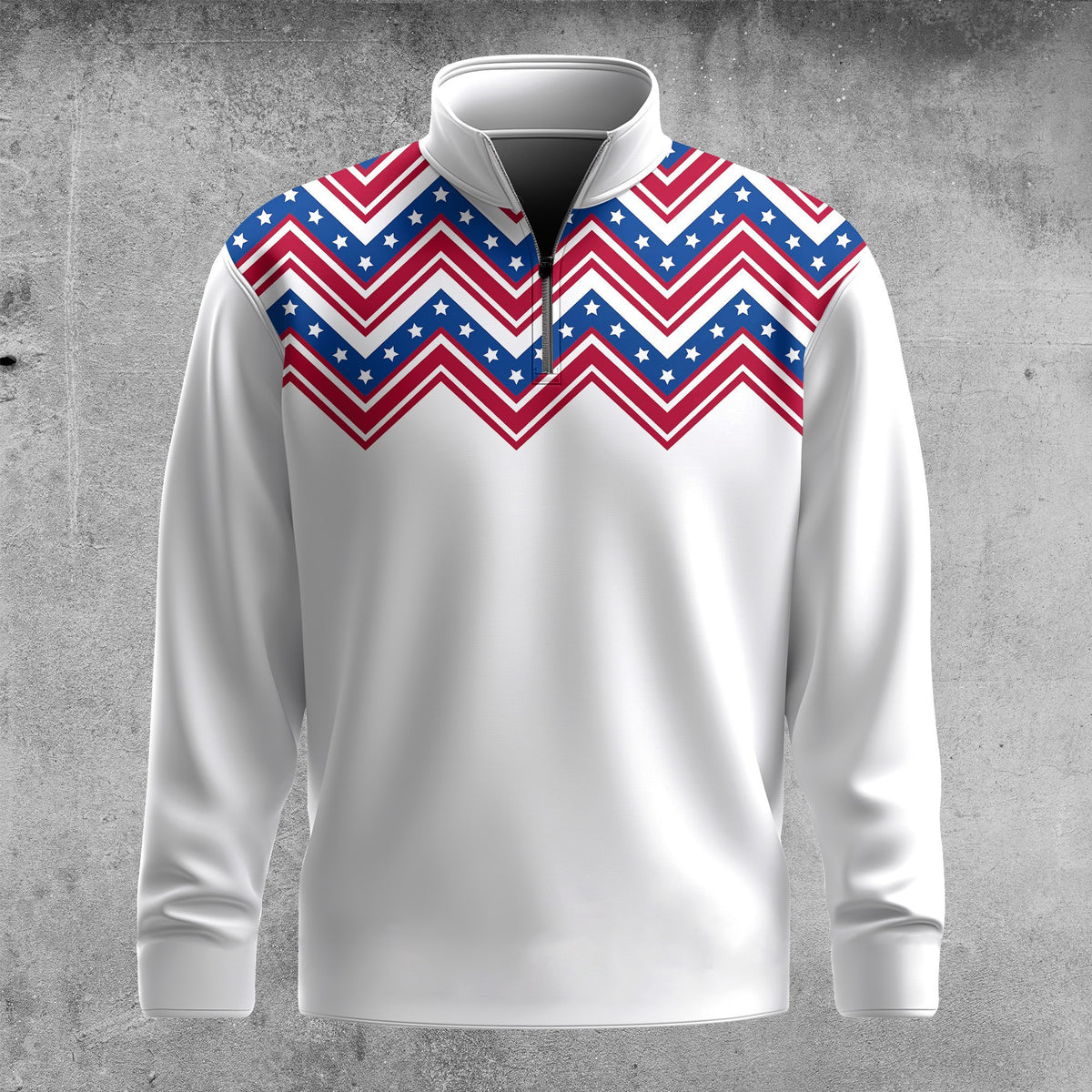 USA Texture Blue Red And White Men Quarter-zip Pullover