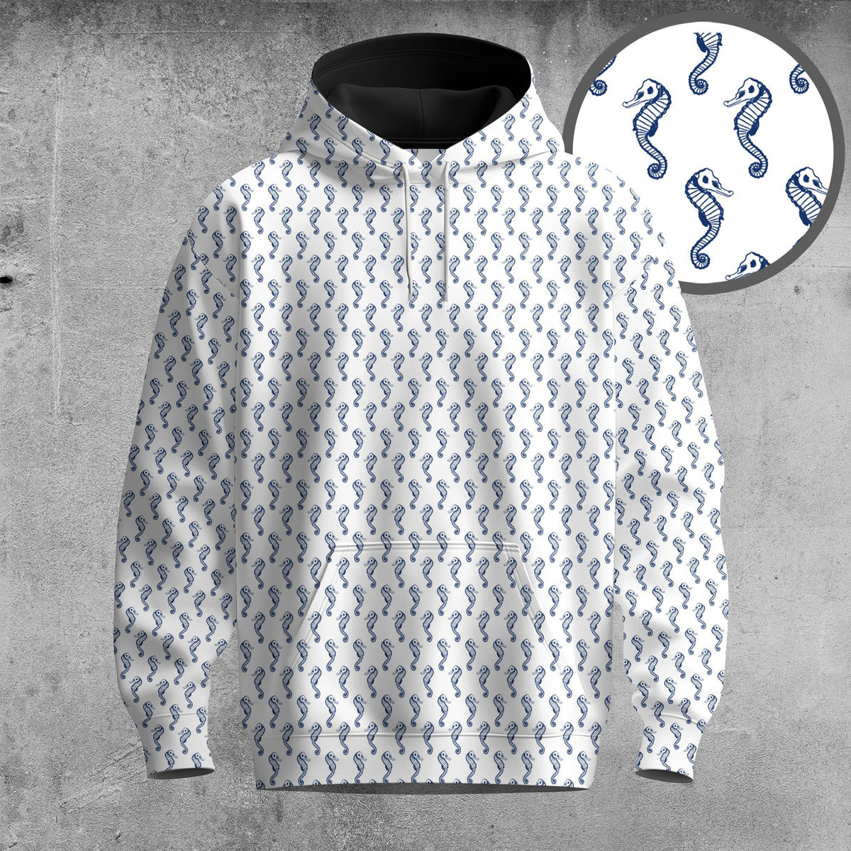 White Blue Seahorse 2026  Men Hoodie