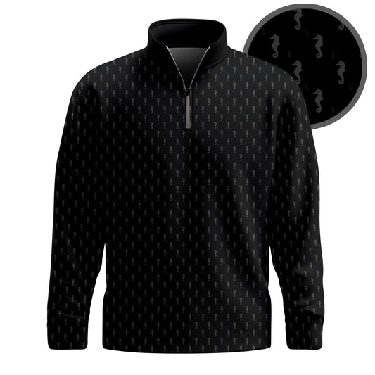 Black Seahorse  Men Quarter-zip Pullover