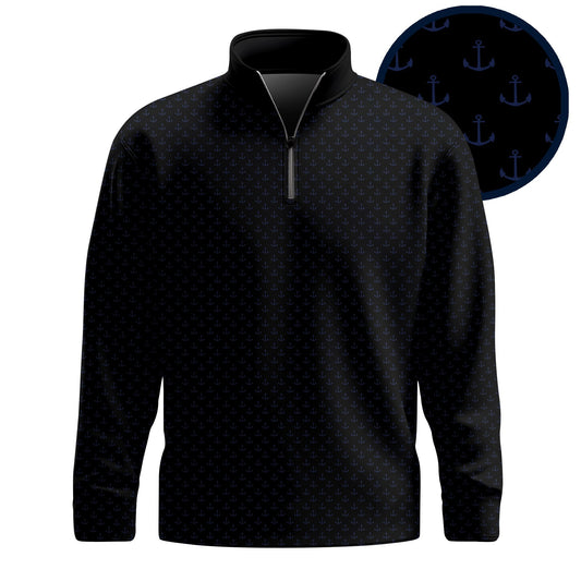 Black Blue Anchor 2026  Men Quarter-zip Pullover