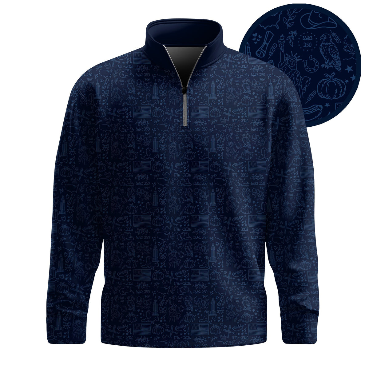America 250 Years Anniversary Pattern  Men Quarter-zip Pullover