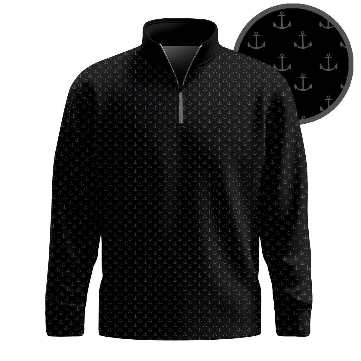 Black Anchor  Men Quarter-zip Pullover