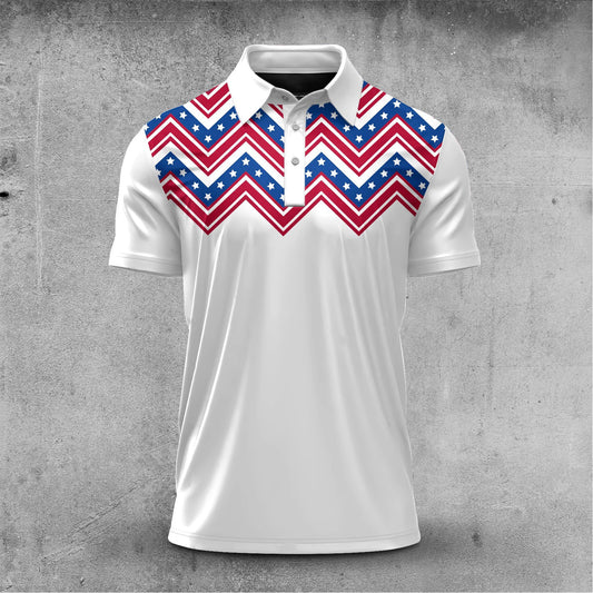 USA Texture Blue Red And White Men Polo Shirt