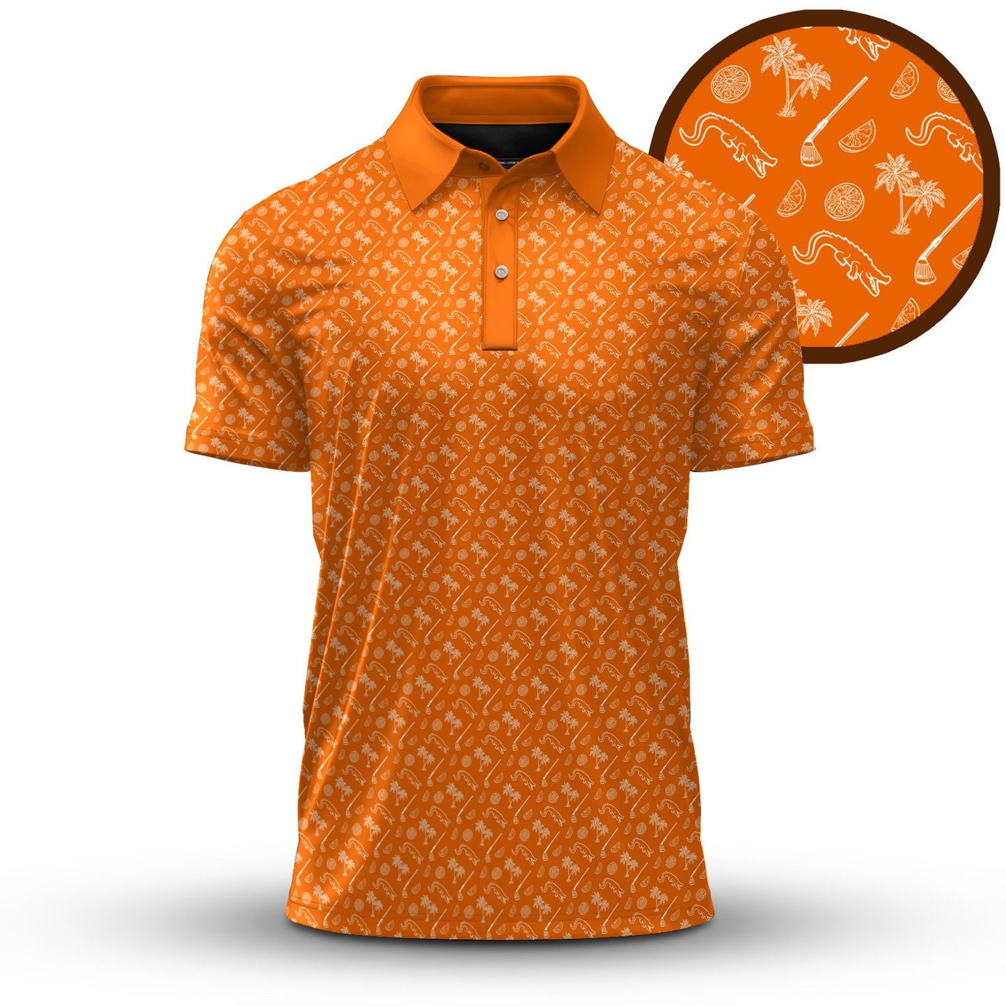Orange Florida Symbol Pattern Men Polo Shirt