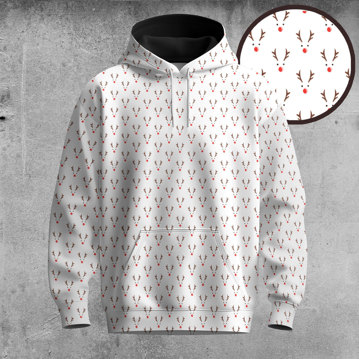 White Reindeer Men Hoodie