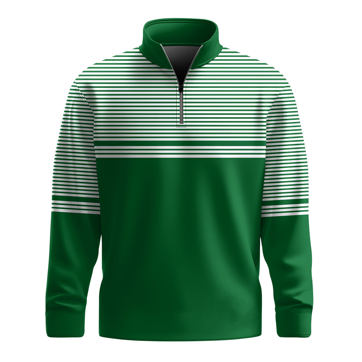 Green Horizontal Lines Men Quarter-zip Pullover