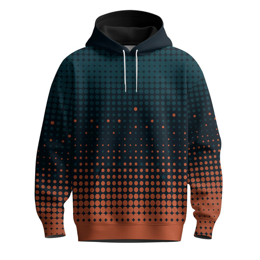 Dark Green Orange Sporty  Men Hoodie
