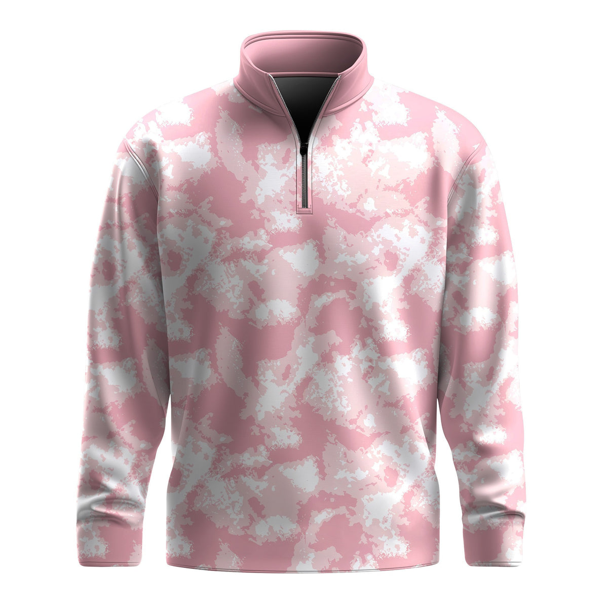 Pink Tie Dye  Men Quarter-zip Pullover