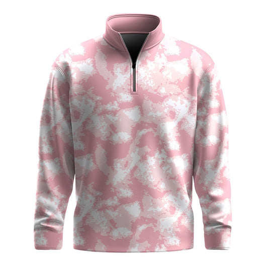 Pink Tie Dye  Men Quarter-zip Pullover