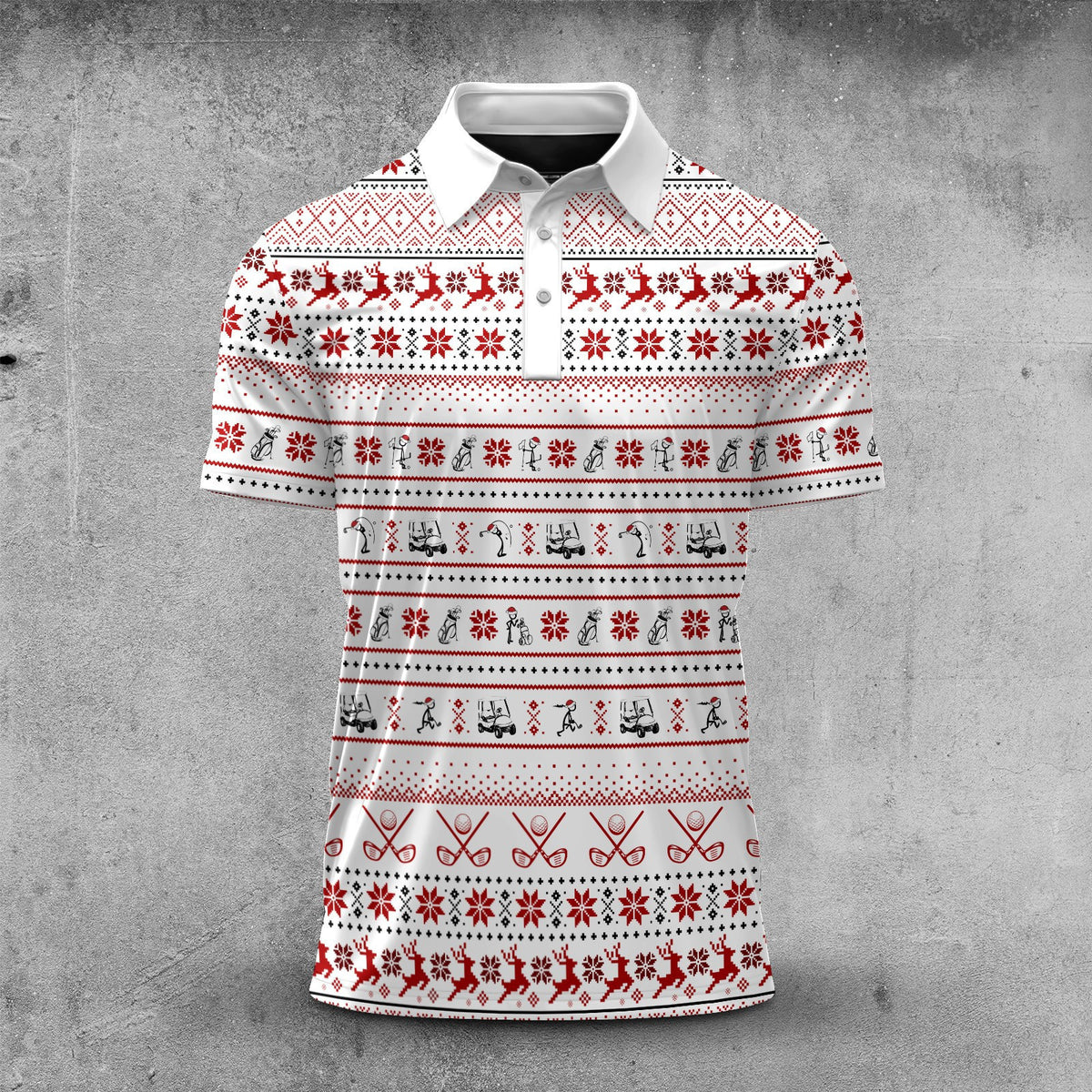 Red Ugly Pattern Stick Figure Men Polo Shirt