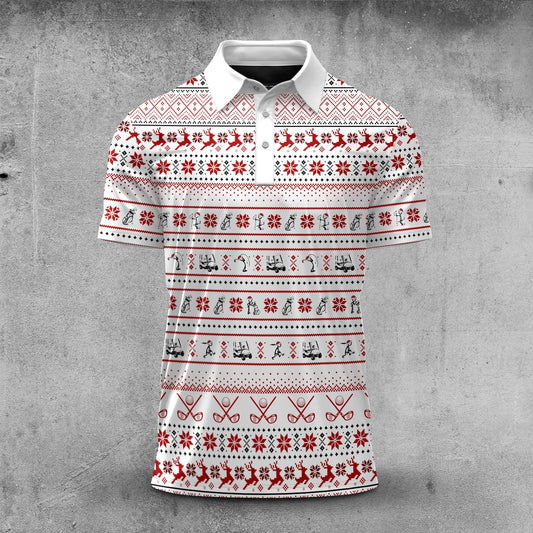 Red Ugly Pattern Stick Figure Men Polo Shirt