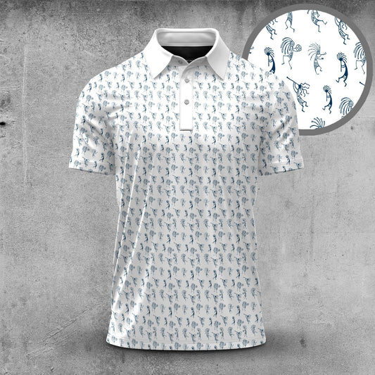 Tribal Blue Pattern Men Polo Shirt