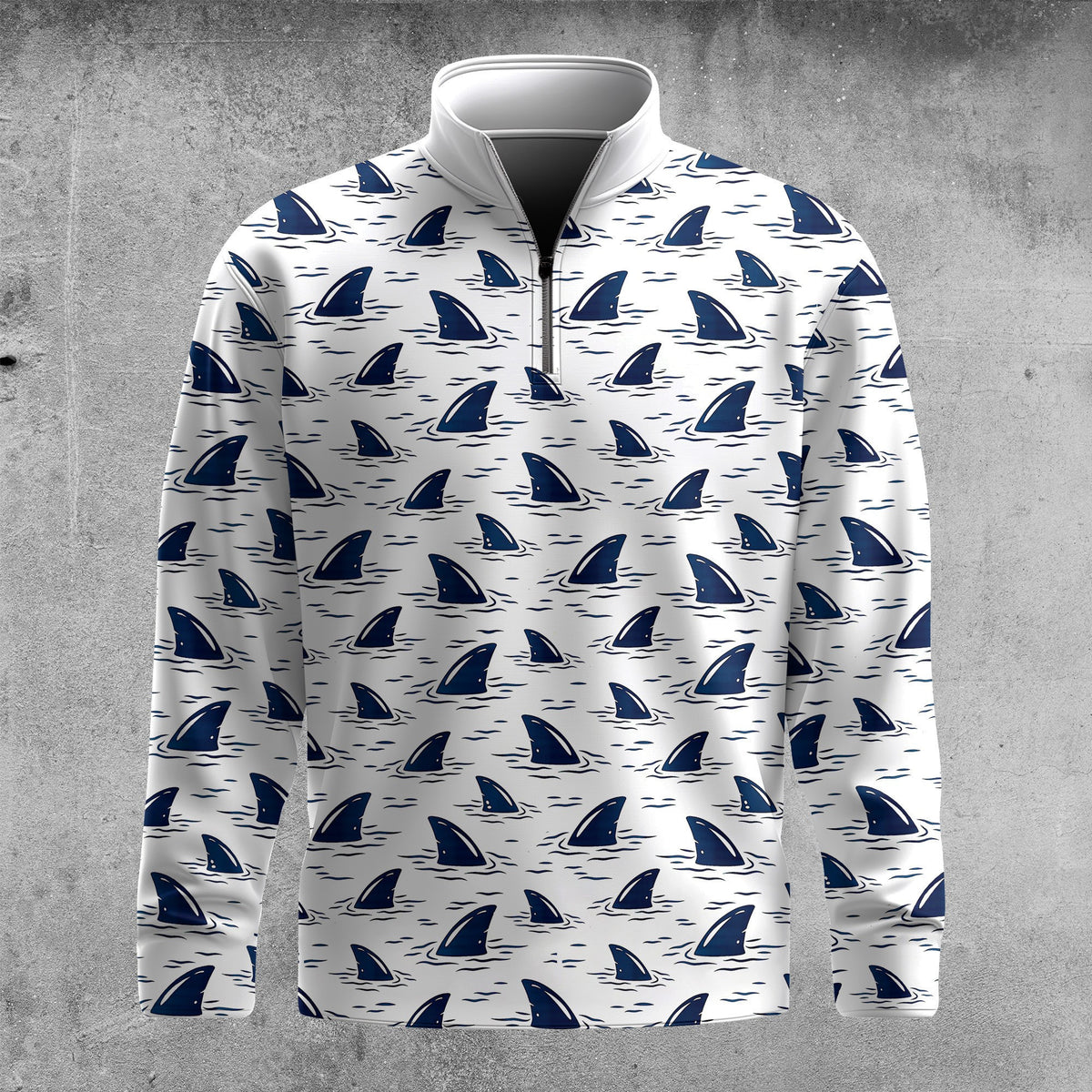 Blue Shark Fin 2026  Men Quarter-zip Pullover