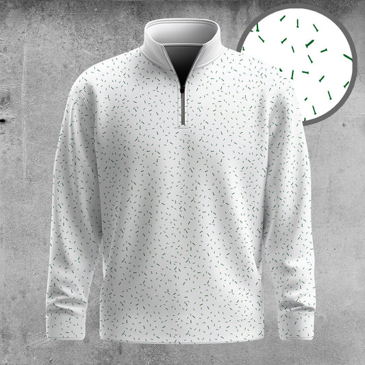 Green Tee Pattern Men Quarter-zip Pullover