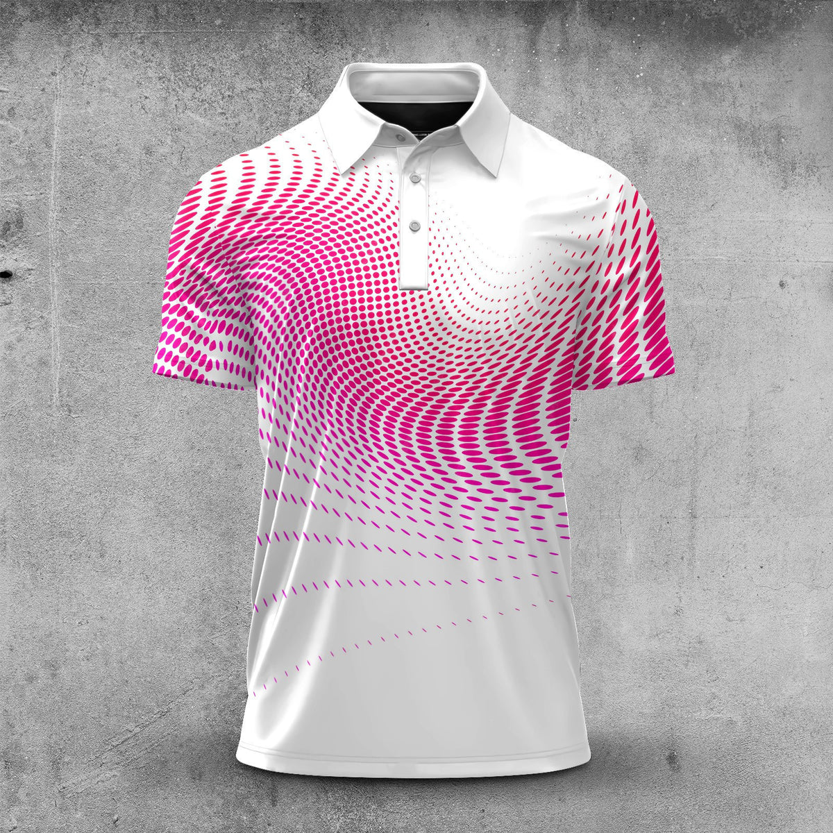 Dynamic Sporty Pink Pattern Men Polo Shirt