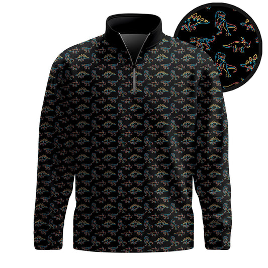 Dinosaur Black Men Quarter-zip Pullover