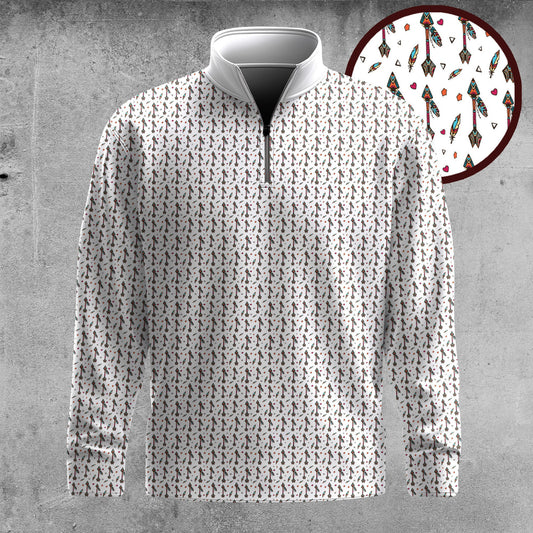 Tribal Arrow Seamless Pattern  Men Quarter-Zip Pullover