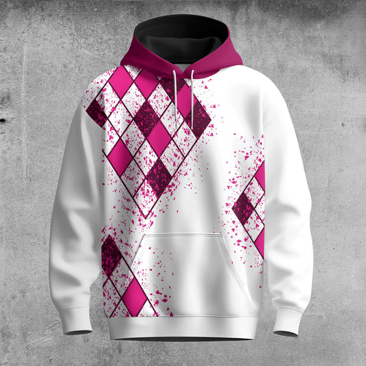 Pink Diamond Pattern  Men Hoodie