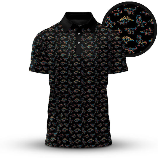 Dinosaur Black Men Polo Shirt