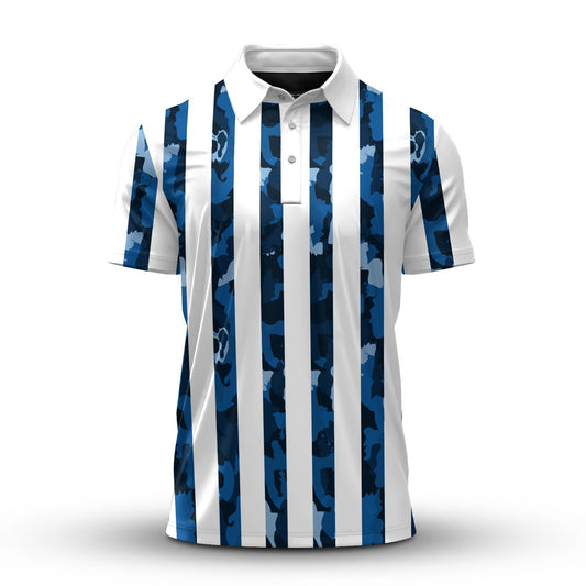 Stripes Blue Camo  Men Polo Shirt