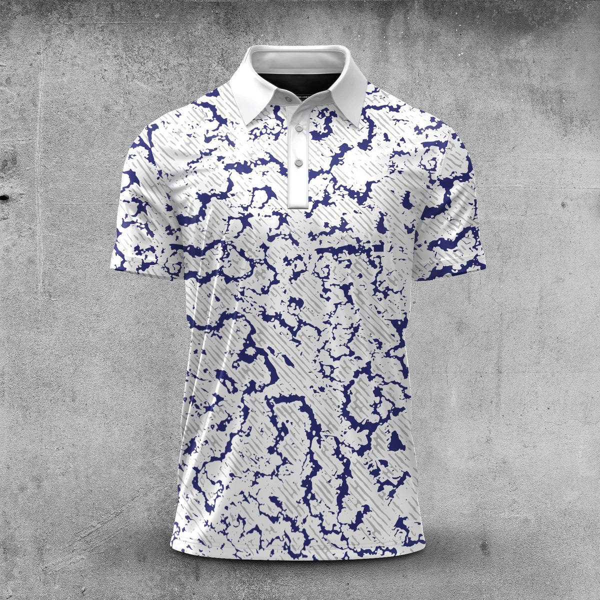 Blue Cracked Sport  Men Polo Shirt