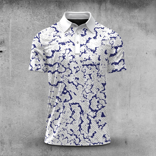 Blue Cracked Sport  Men Polo Shirt