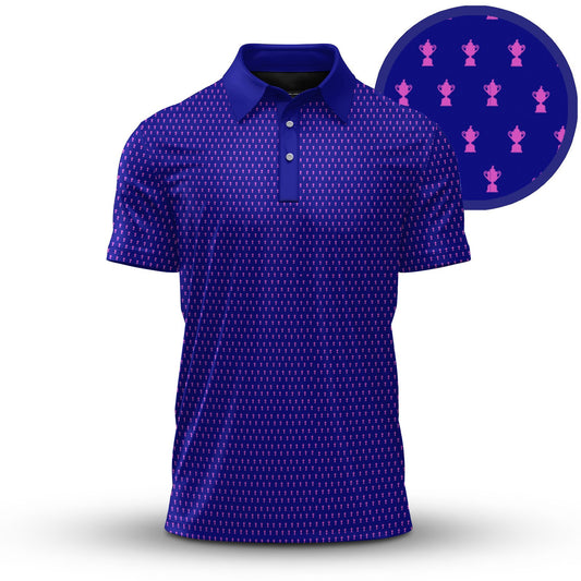 2026  Trophy Pattern Blue And Pink Men Polo Shirt