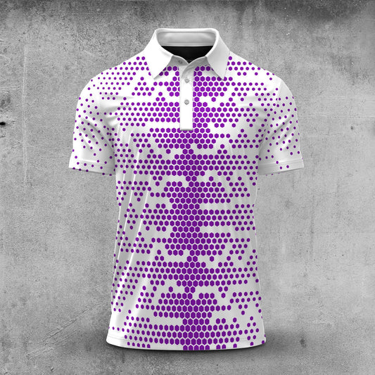 Purple Golf Pattern  Men Polo Shirt