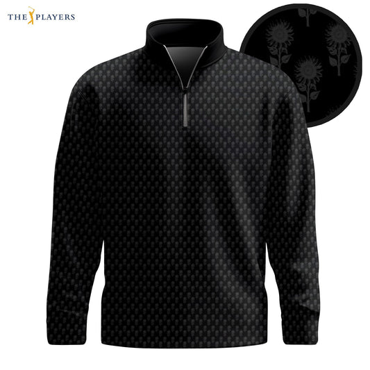 Black Sunflowers Pattern The Players Men Quarter-zip Pullover
