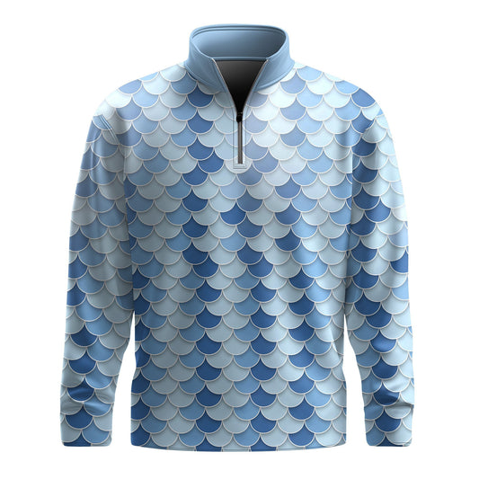 Fish Scales Pattern  Men Quarter-Zip Pullover