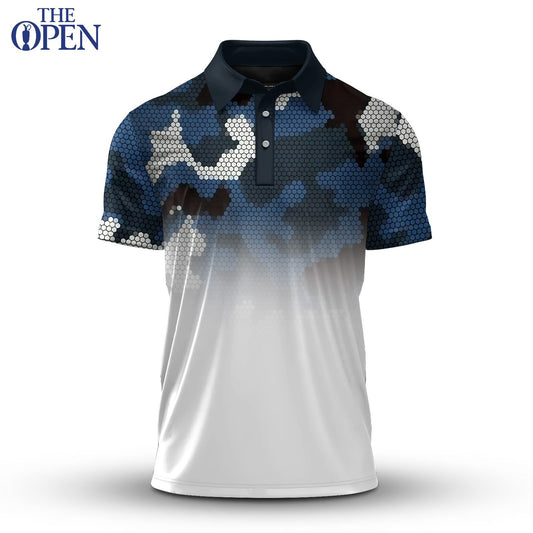 Blue Camo And White  Men Polo Shirt