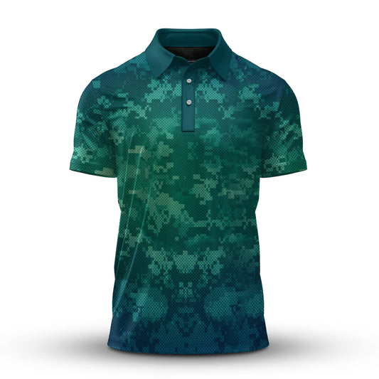 Green Pixel Camo  Men Polo Shirt