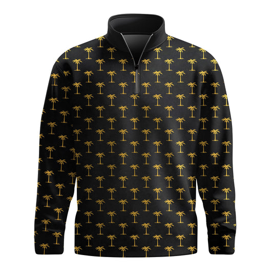Black Yellow Tree Men Quarter-Zip Pullover