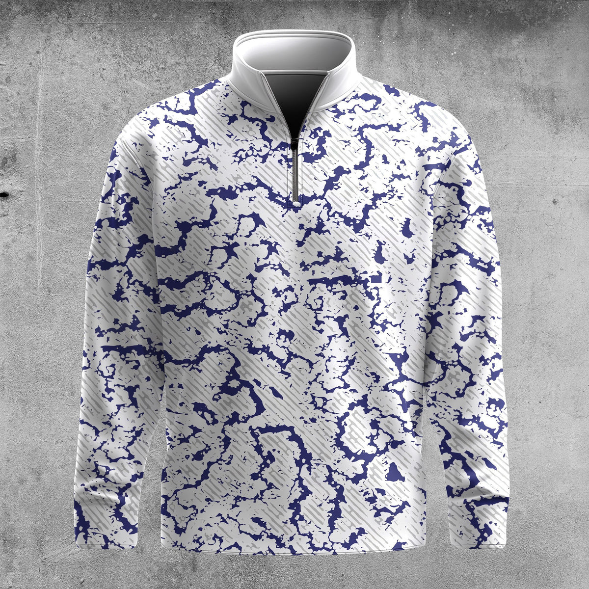Blue Cracked Sport  Men Quarter-zip Pullover