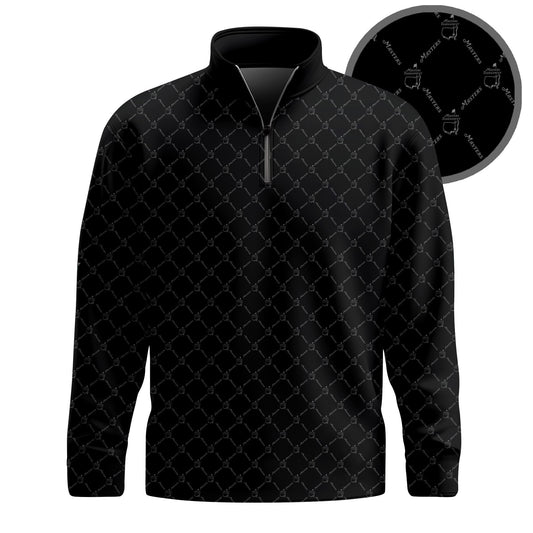 Black  Pattern Brands Men Quarter-zip Pullover