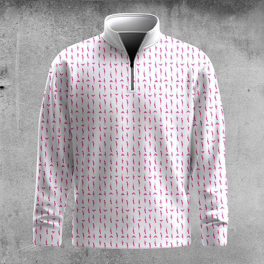 Pink Gun Pattern  Men Quarter-zip Pullover