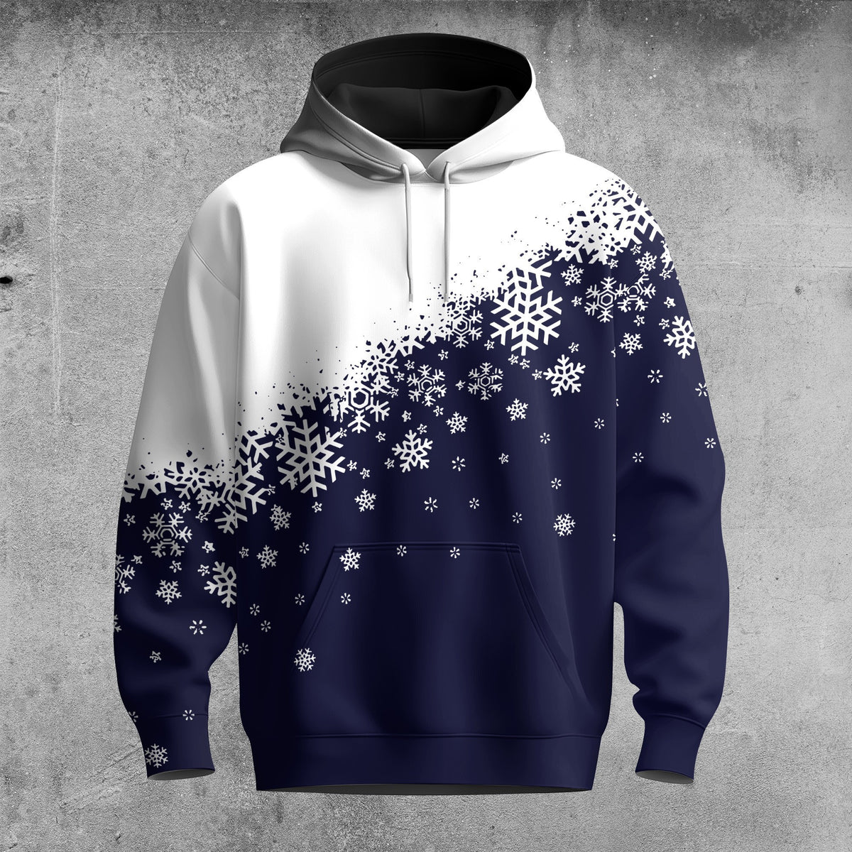 Dark Blue Half Snow Men Hoodie