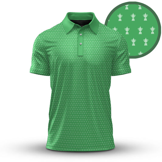 2026  Trophy Pattern Green Men Polo Shirt
